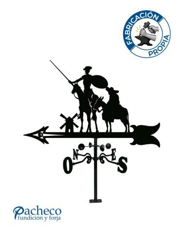 Veleta de Hierro de Don Quijote y Sancho Panza para Tejado - Veleta de Viento con Cazoletas de Oficios Tradicionales Fabricada e