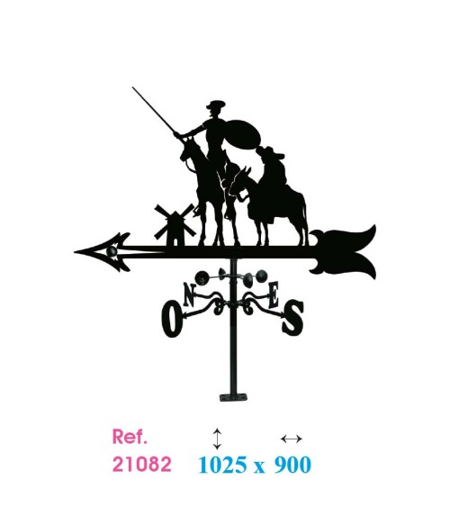 Veleta de Hierro de Don Quijote y Sancho Panza para Tejado - Veleta de Viento con Cazoletas de Oficios Tradicionales Fabricada e