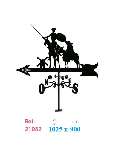 Veleta de Hierro de Don Quijote y Sancho Panza para Tejado - Veleta de Viento con Cazoletas de Oficios Tradicionales Fabricada e