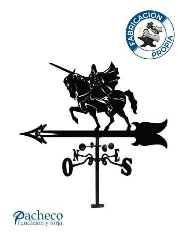 Veleta de Hierro Caballero Medieval para Tejado - Veleta de Viento con Cazoletas Decorativa Fabricada en España