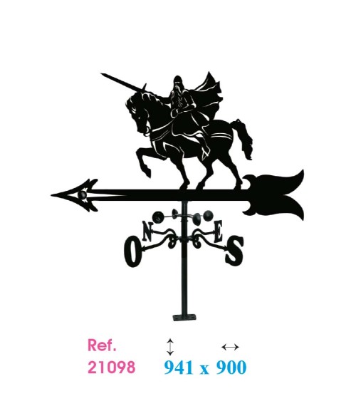 Veleta de Hierro Caballero Medieval para Tejado - Veleta de Viento con Cazoletas Decorativa Fabricada en España