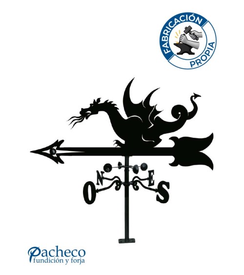 Veleta de Hierro de Dragón para Tejado - Veleta de Viento con Cazoletas Decorativa Fabricada en España