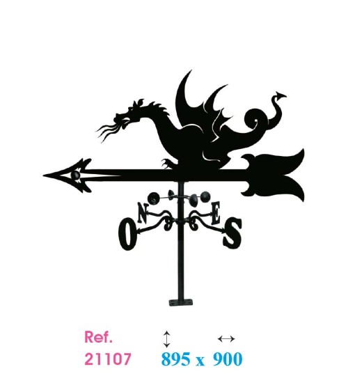 Veleta de Hierro de Dragón para Tejado - Veleta de Viento con Cazoletas Decorativa Fabricada en España