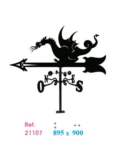 Veleta de Hierro de Dragón para Tejado - Veleta de Viento con Cazoletas Decorativa Fabricada en España
