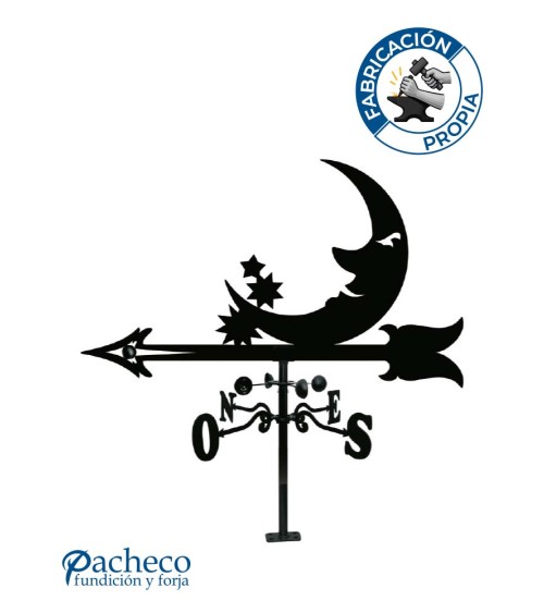 Veleta de Hierro Luna y Estrellas para Tejado - Veleta de Viento con Cazoletas Decorativa Fabricada en España