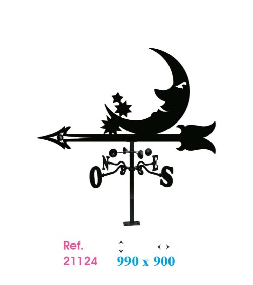 Veleta de Hierro Luna y Estrellas para Tejado - Veleta de Viento con Cazoletas Decorativa Fabricada en España