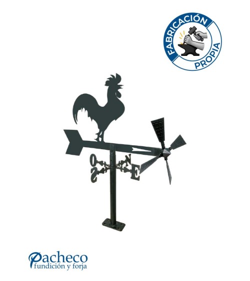 Veleta de Hierro Gallo para Jardín - Veleta de Viento con Aspas Decorativa Fabricada en España