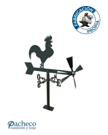 Veleta de Hierro Gallo para Jardín - Veleta de Viento con Aspas Decorativa Fabricada en España