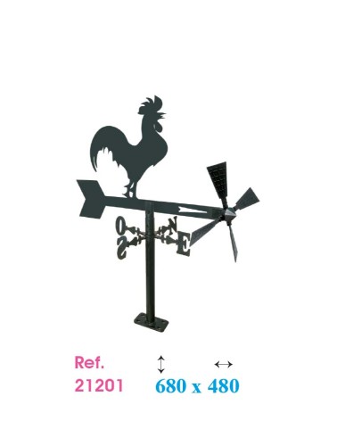 Veleta de Hierro Gallo para Jardín - Veleta de Viento con Aspas Decorativa Fabricada en España