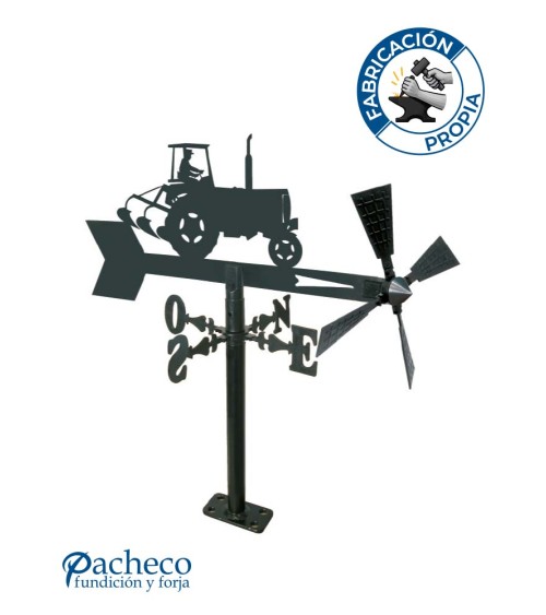 Veleta de Hierro Tractor para Jardín - Veleta de Viento con Aspas de Oficios Tradicionales Fabricada en España