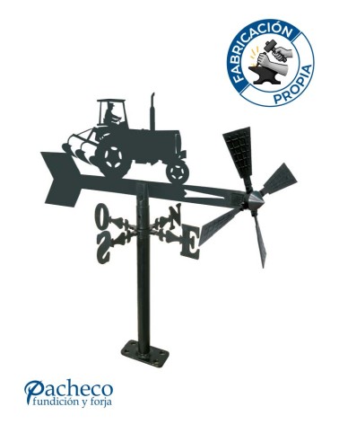 Veleta de Hierro Tractor para Jardín - Veleta de Viento con Aspas de Oficios Tradicionales Fabricada en España