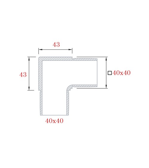 Codo de Acero Inoxidable 316 para Postes Cuadrados 90 º Brillo y Satinado 40 mm