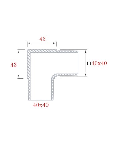 Codo de Acero Inoxidable 316 para Postes Cuadrados 90 º Brillo y Satinado 40 mm