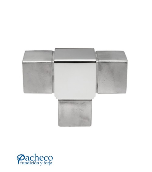 Unión de Acero Inoxidable 316 para Tres Postes Cuadrados Brillo y Satinado 40 mm