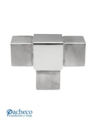 Unión de Acero Inoxidable 316 para Tres Postes Cuadrados Brillo y Satinado 40 mm