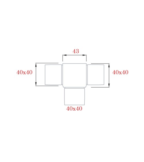 Unión de Acero Inoxidable 316 para Tres Postes Cuadrados Brillo y Satinado 40 mm