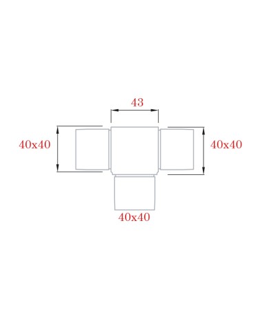 Unión de Acero Inoxidable 316 para Tres Postes Cuadrados Brillo y Satinado 40 mm