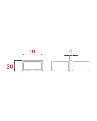 Empalme de Acero Inoxidable 316 para Pletinas 0 º Brillo y Satinado 40x20 mm