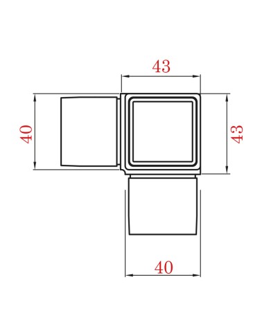 Codo de Acero Inoxidable 316 para Tres Postes Cuadrados para Esquina Brillo y Satinado 40 mm