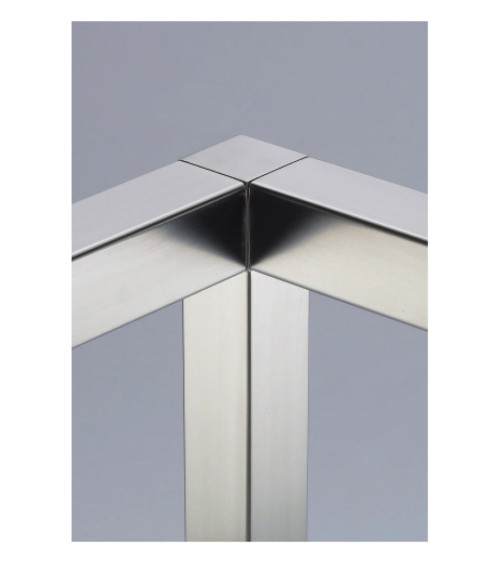 Codo de Acero Inoxidable 316 para Tres Postes Cuadrados para Esquina Brillo y Satinado 40 mm