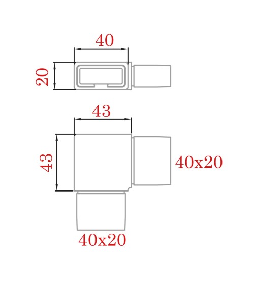 Codo de Acero Inoxidable 316 para Pletinas para Esquina Brillo y Satinado 40x20 mm