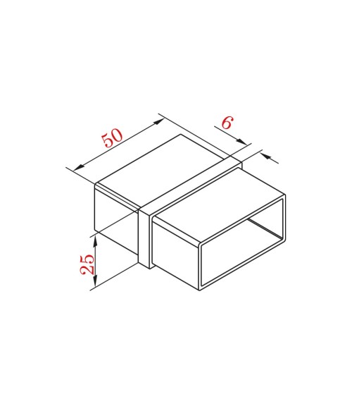 Empalme de Acero Inoxidable 316 para Pletinas 0 º Brillo y Satinado 50x25 mm