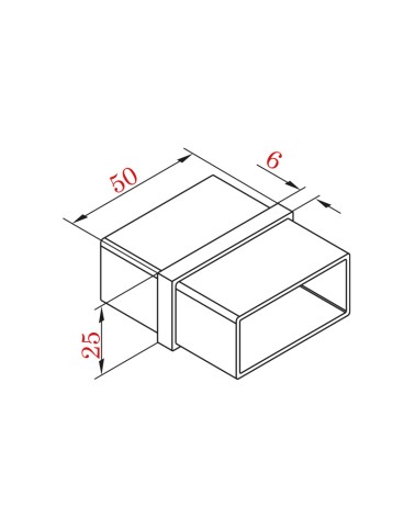 Empalme de Acero Inoxidable 316 para Pletinas 0 º Brillo y Satinado 50x25 mm