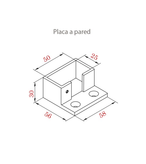 Placa de Acero Inoxidable 316 para Pared Abierta Brillo y Satinado 50x25 mm
