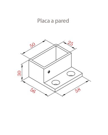 Placa de Acero Inoxidable 316 para Pared Cerrada Brillo y Satinado 50x25 mm