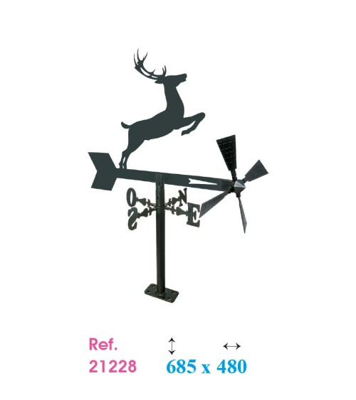 Veleta de Hierro Ciervo para Jardín - Veleta de Viento con Aspas de Caza Fabricada en España