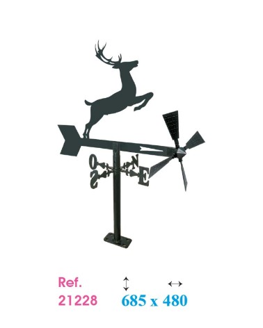 Veleta de Hierro Ciervo para Jardín - Veleta de Viento con Aspas de Caza Fabricada en España