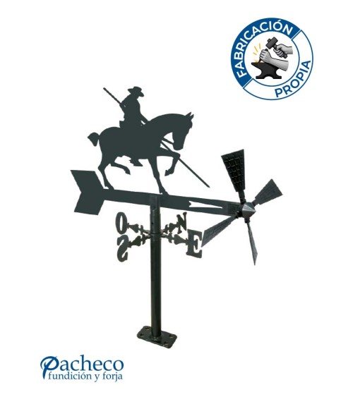 Veleta de Hierro Garrochista para Jardín - Veleta de Viento con Aspas Ecuestre Fabricada en España