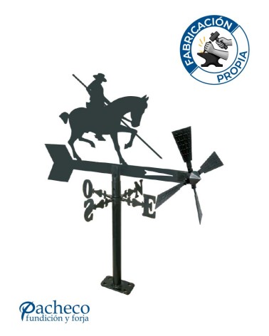 Veleta de Hierro Garrochista para Jardín - Veleta de Viento con Aspas Ecuestre Fabricada en España