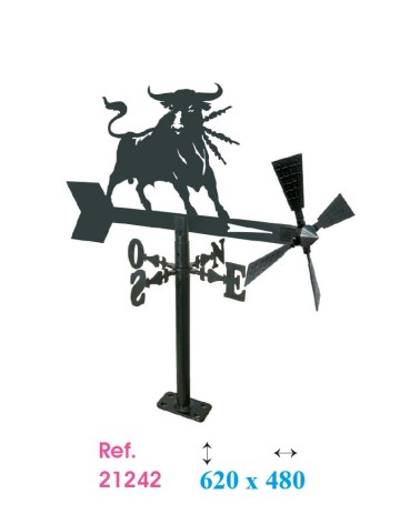 Veleta de Hierro Toro Bravo para Jardín - Veleta de Viento con Aspas Taurina Fabricada en España
