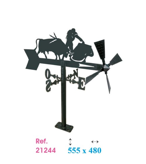 Veleta de Hierro Toreando para Jardín - Veleta de Viento con Aspas Taurina Fabricada en España