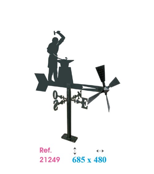 Veleta de Herrero y Yunque para Jardín - Veleta de Viento con Aspas Oficios Tradicionales Fabricada en España
