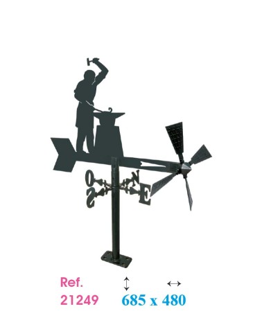 Veleta de Herrero y Yunque para Jardín - Veleta de Viento con Aspas Oficios Tradicionales Fabricada en España