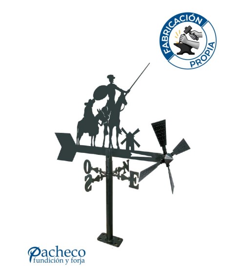 Veleta de Hierro de Don Quijote y Sancho Panza para Jardín - Veleta de Viento con Aspas de Oficios Tradicionales Fabricada en Es