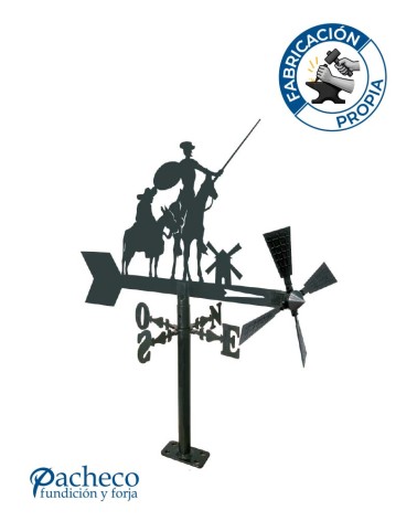 Veleta de Hierro de Don Quijote y Sancho Panza para Jardín - Veleta de Viento con Aspas de Oficios Tradicionales Fabricada en Es