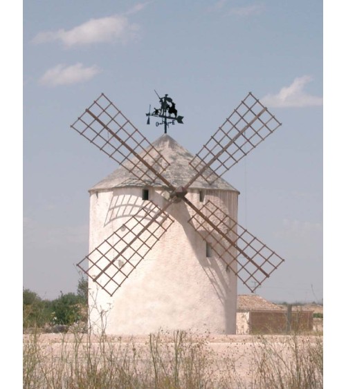 Veleta de Hierro de Don Quijote y Sancho Panza para Jardín - Veleta de Viento con Aspas de Oficios Tradicionales Fabricada en Es Veleta de Hierro de Don Quijote y Sancho Panza para Jardín - Veleta de Viento con Aspas de Oficios Tradicionales Fabricada en Es