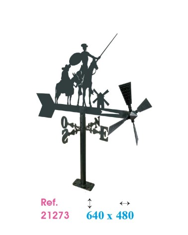 Veleta de Hierro de Don Quijote y Sancho Panza para Jardín - Veleta de Viento con Aspas de Oficios Tradicionales Fabricada en Es