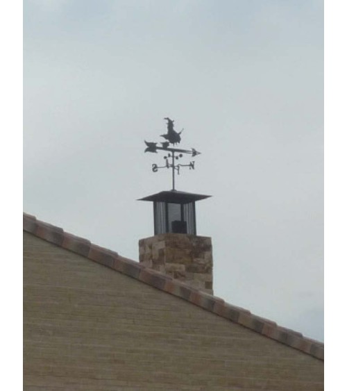 Veleta de Hierro Bruja Volando en Escoba para Jardín - Veleta de Viento con Aspas Decorativa Fabricada en España