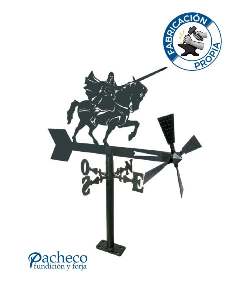 Veleta de Hierro Caballero Medieval para Jardín - Veleta de Viento con Aspas Decorativa Fabricada en España