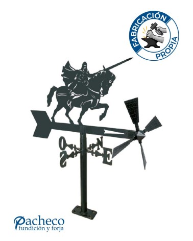 Veleta de Hierro Caballero Medieval para Jardín - Veleta de Viento con Aspas Decorativa Fabricada en España