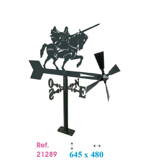 Veleta de Hierro Caballero Medieval para Jardín - Veleta de Viento con Aspas Decorativa Fabricada en España