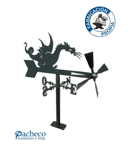 Veleta de Hierro de Dragón para Jardín - Veleta de Viento con Aspas Decorativa Fabricada en España