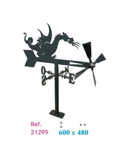 Veleta de Hierro de Dragón para Jardín - Veleta de Viento con Aspas Decorativa Fabricada en España