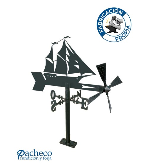 Veleta de Hierro Barco Velero - Veleta de Viento con Aspas Náutica Fabricada en España
