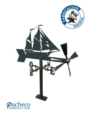Veleta de Hierro Barco Velero - Veleta de Viento con Aspas Náutica Fabricada en España
