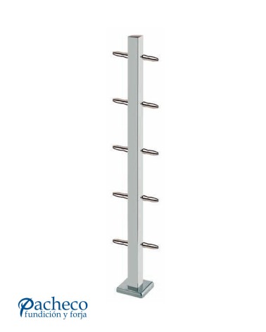 Poste Cuadrado 43 mm de Acero Inoxidable 316 Brillo y Satinado con Tensores a 180º